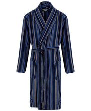 Load image into Gallery viewer, Walker Reid Mens Striped Fleece Dressing Gown (Navy or Red)