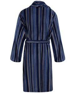 Walker Reid Mens Striped Fleece Dressing Gown (Navy or Red)