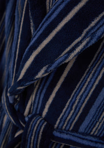 Walker Reid Mens Striped Fleece Dressing Gown (Navy or Red)