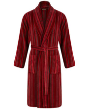 Load image into Gallery viewer, Walker Reid Mens Striped Fleece Dressing Gown (Navy or Red)