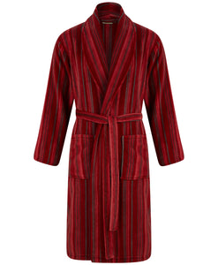 Walker Reid Mens Striped Fleece Dressing Gown (Navy or Red)