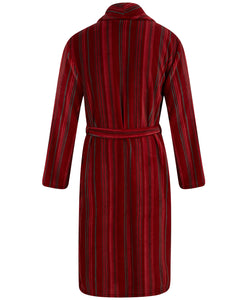 Walker Reid Mens Striped Fleece Dressing Gown (Navy or Red)