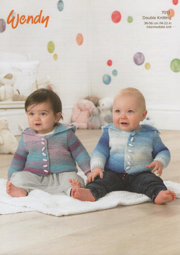 Wendy Peter Pan Baby Double Knitting Pattern - Cardigans (7013)