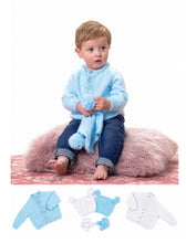 Load image into Gallery viewer, Wendy Peter Pan Baby 4ply Knitting Pattern - Cardigan Hat &amp; Bootees (PP036)