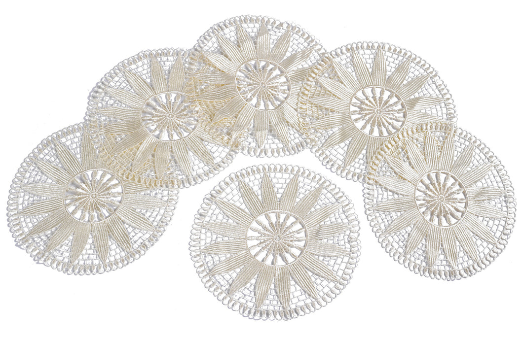 Pack of 6 Floral Lace Round Doilies - 20.5cm (2 Colours)