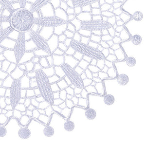 Pack of 6 Floral Lace Round Doilies - White (18.5cm)