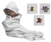 Load image into Gallery viewer, Hands Free Hooded Baby Towel / Apron - White (3 Designs)