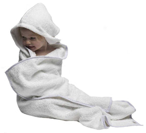 Hands Free Hooded Baby Towel / Apron - White (3 Designs)