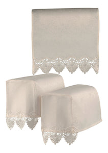 Bella Lace Trim Macrame Jacquard Arm Caps or Chair Back (Cream)