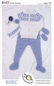 Double Knitting Pattern - BHKC 30 Baby Jacket Leggings Hat & Mittens