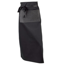 Load image into Gallery viewer, Pack of 5 Black Polycotton Waist Aprons with Denim Pocket (3 Lengths)