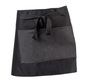 Pack of 5 Black Polycotton Waist Aprons with Denim Pocket (3 Lengths)