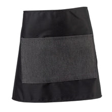 Load image into Gallery viewer, Pack of 5 Black Polycotton Waist Aprons with Denim Pocket (3 Lengths)