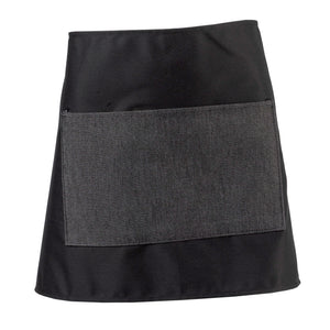 Pack of 5 Black Polycotton Waist Aprons with Denim Pocket (3 Lengths)