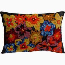 Load image into Gallery viewer, Luxury Black Floral Cushion with Hand Embellished Flowers