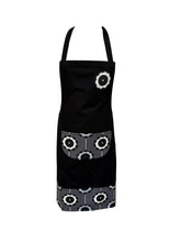 Load image into Gallery viewer, Black Flower Pinny Cotton Apron with Pocket 61cm x 79cm