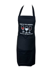 Novelty “Wine is the Answer, What’s the Question” Bib Apron (3 Colours)