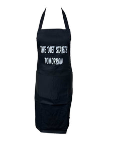 Novelty “Diet starts tomorrow” Bib Apron (2 Colours)