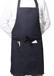 Blue Denim 100% Cotton Bib Apron With Split Pocket 27" x 31" (Pack of 1 or 5)
