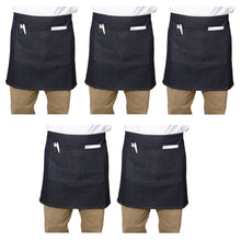 Load image into Gallery viewer, Blue Denim 100% Cotton Half Apron With Split Pocket 27" x 18" (Pack of 1 or 5)