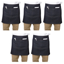 Load image into Gallery viewer, Blue Denim 100% Cotton Half Apron With Split Pocket 27&quot; x 18&quot; (Pack of 1 or 5)