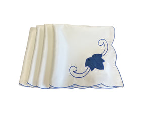 Embroidered Leaf Design Table Napkins 18" x 18" (3 Colours)