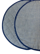 Load image into Gallery viewer, Blue Gingham Pair of Aga Hob Protective Covers 13.5&quot;