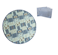 Load image into Gallery viewer, Floral &amp; Gingham Round Tablecloth 54” with One Pack of Napkins (Red or Blue)