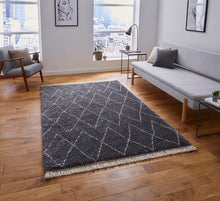 Load image into Gallery viewer, Boho Moroccan Beni Ourain Diamond Pattern Shaggy Pile Rug (2 Colours)