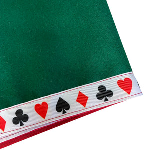 Bridge / Poker Card Baize Table Cloth - 36" Square (4 Suits Ribbon Designs)