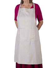 Load image into Gallery viewer, Butchers Stripe Printed Cotton Bib Apron or Double Oven Glove