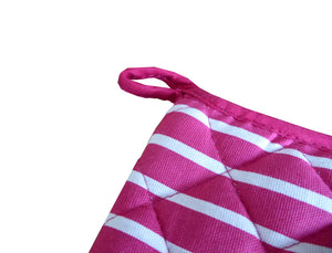Butchers Stripe Printed Cotton Bib Apron or Double Oven Glove (5 Colours)