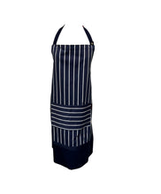 Load image into Gallery viewer, Navy Cotton Butchers Adult Bib Apron with Pocket 29” x 35”