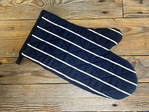 Navy & White Stripe Quilted Cotton Oven Glove Gauntlet