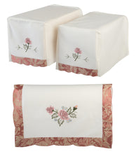 Load image into Gallery viewer, Traditional Square Arm Caps or Chair Back with Flower &amp; Scalloped Trim (Cream)
