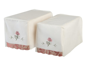 Traditional Square Arm Caps or Chair Back with Flower & Scalloped Trim (Cream)