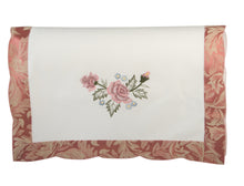 Load image into Gallery viewer, Traditional Square Arm Caps or Chair Back with Flower &amp; Scalloped Trim (Cream)