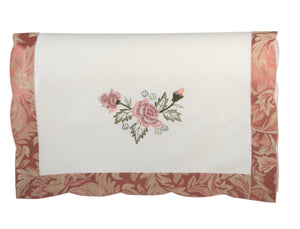 Traditional Square Arm Caps or Chair Back with Flower & Scalloped Trim (Cream)