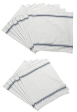 Load image into Gallery viewer, White 100% Cotton Glass Cloths with Blue Stripe Detail (Various Quantities)