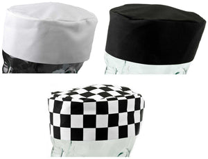 Professional Chefs Catering Skull Caps - Pack of 1 or 5 (Black White or Check)