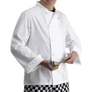 100% Cotton Long Sleeved Chefs Jacket with Press Studs 46" - 50" (White)