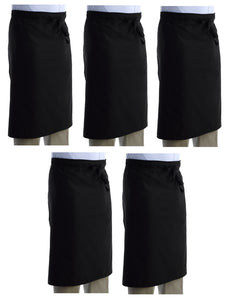 Black Polyester Waist Apron (Pack of 1 or 5)