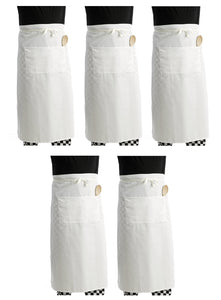 White Bar Apron With Pocket (Pack of 1 or 5)