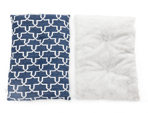 Chenille Abstract Pattern & Soft Faux Fur Pillow Bed 14" x 21" (3 Colours)