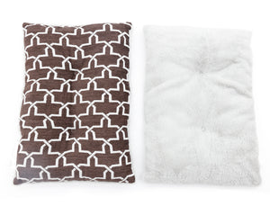 Chenille Abstract Pattern & Soft Faux Fur Pillow Bed 14" x 21" (3 Colours)
