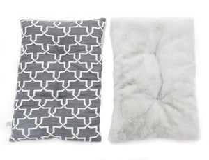 Chenille Abstract Pattern & Soft Faux Fur Pillow Bed 14" x 21" (3 Colours)