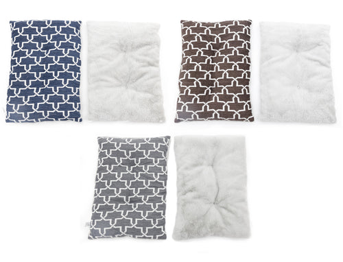 Chenille Abstract Pattern & Soft Faux Fur Pillow Bed 14