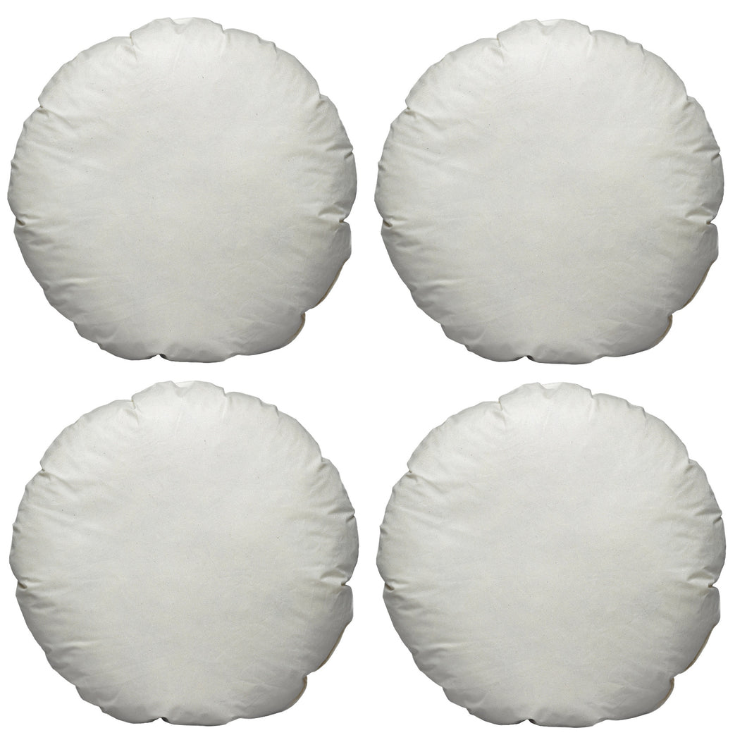 Pack of 4 China Duck Feather Round Cushion Pads - Cambric Cover (Various Sizes)