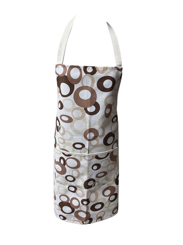 100% Cotton Bib Apron with Pocket Brown & Beige Circles ( 60cm x 80cm)