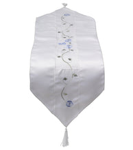 Load image into Gallery viewer, Clematis Embroidered Flower Table Runner with Organza Panel 12 x 36&quot; (2 Colours)